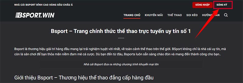 đăng ký tài khoản Bsport